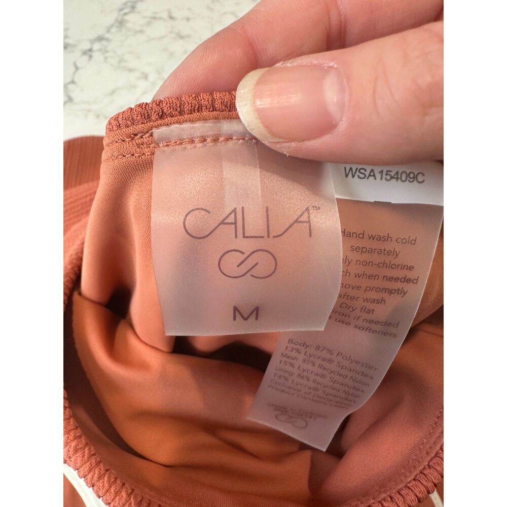NWOT Calia Tipped Textured High Waist Bikini Bottom Rust Size Medium - Picture 6 of 6